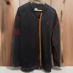Michael Jordan Black Zipper Nylon Jacket XXL T Chicago Bulls Vintage *flaw*